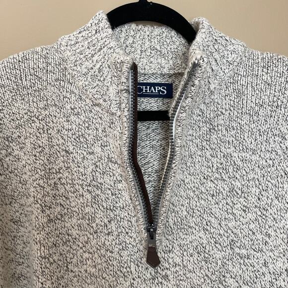Chaps Mens Size XL Quarter Zip Pullover Sweater Mock Neck Rib Knit Cuffs & Hem - Picture 3 of 10
